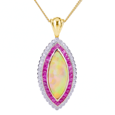 Lake Hillier Pendant with 14½cts of Opal Ruby & Diamonds