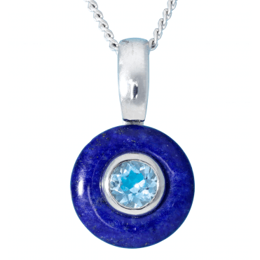 Lapis Lazuli & Blue Topaz Silver Pendant