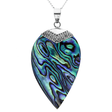 Large Silver Statement Pendant set with Paua Shell