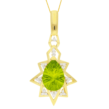 Light Star Pendant with over 7cts of Peridot & Diamonds