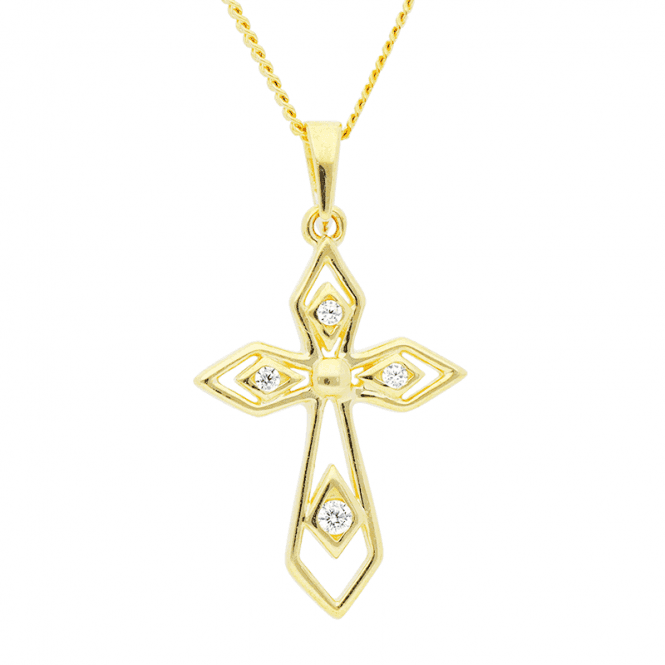 Lindisfarne Cross Pendant in Sparkling 9ct Gold