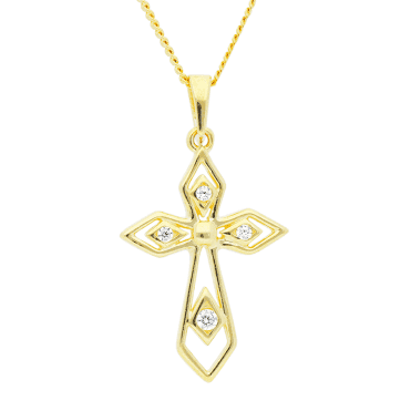 Lindisfarne Cross Pendant in Sparkling 9ct Gold