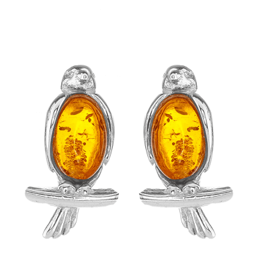 Little Bird Earrings in Cognac Amber