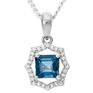 London Blue Topaz Pendant in Frosted Silver