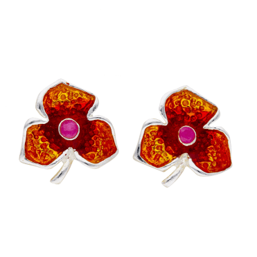 Lucky Leaf Earrings with Ruby