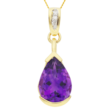 Luscious 5ct Amethyst in a 9ct Gold & Diamond Pendant