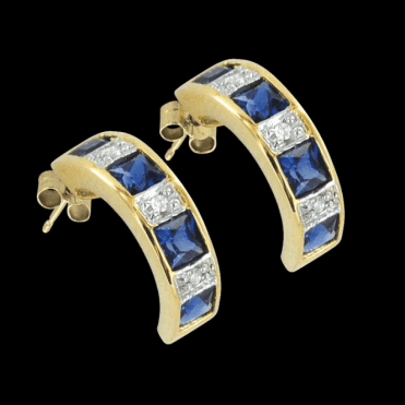 Midnight Blue Sapphire & Diamond Earrings