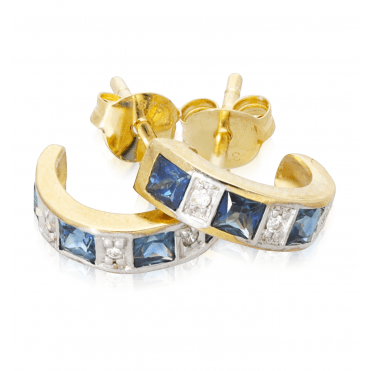 Midnight Blue Sapphire & Diamond Earrings