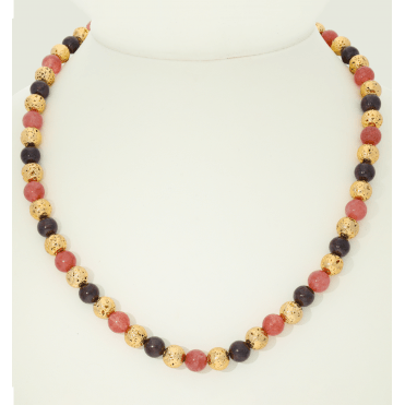 Natural Garnet & Cherry Quartz Necklace & Bracelet