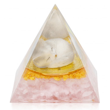 Natural Rose Quartz Sleeping Cat Pyramid
