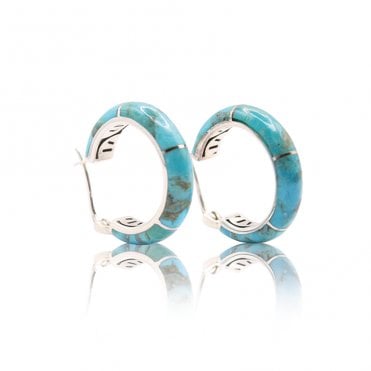 Natural Turquoise Hoops set in Sterling Silver