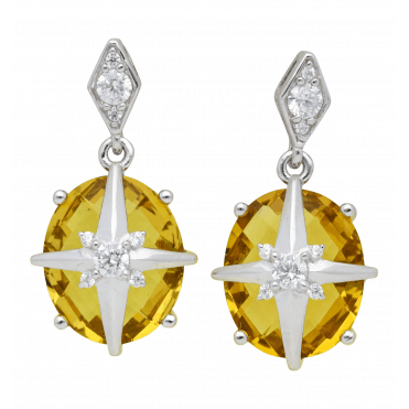 North Star Earrings in Silver on Sunlight