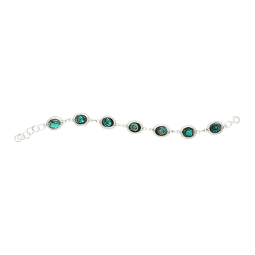 Ocean-Blue Paua Shell Bracelet Linked in Silver