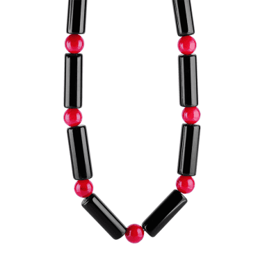 Onyx & Coral Necklet and Bracelet Set for Only £45
