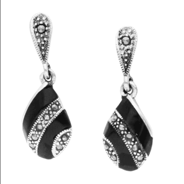 Onyx & Marcasite Earrings with an Art Deco Sway