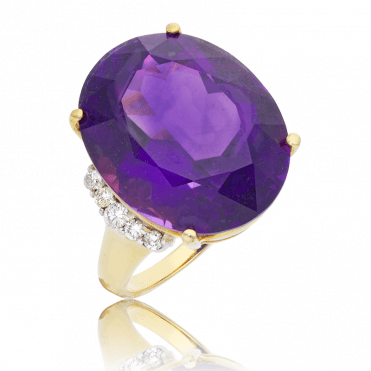 Over 18cts of Rich African Amethyst & Diamonds in a 9ct Gold Ring