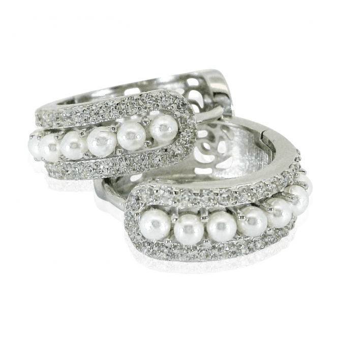 Pearl Earrings in a Sparkling Scoop of Silver
