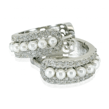 Pearl Earrings in a Sparkling Scoop of Silver