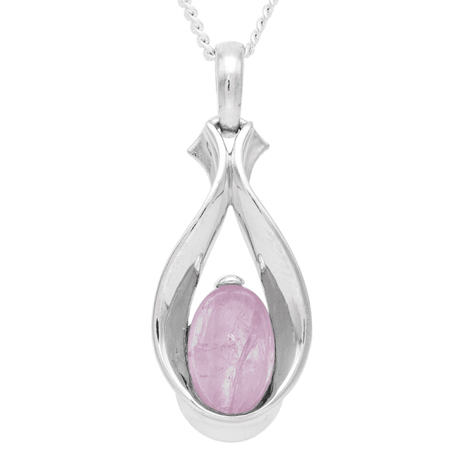 Pendant Swirls Silver Ribbons around 3.4ct Kunzite