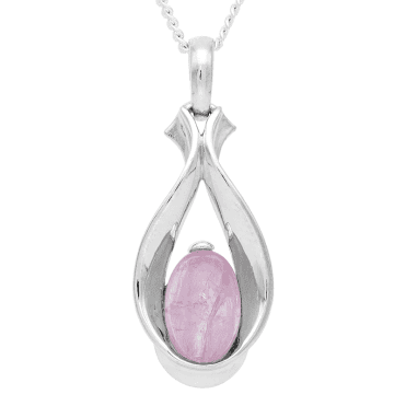 Pendant Swirls Silver Ribbons around 3.4ct Kunzite