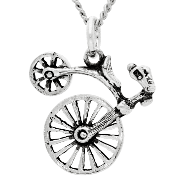 Penny Farthing Moving Silver Pendant