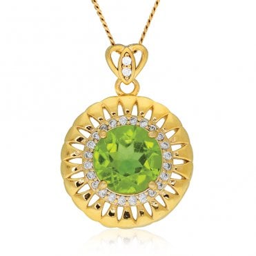 Peridot Pendant in Sterling Silver with 18ct Gold Plate