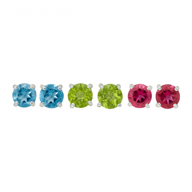 Pink, Blue Topaz and Peridot Studs - All 3 for £80