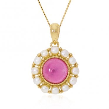 Pink Opal & Freshwater Pearl Pendant