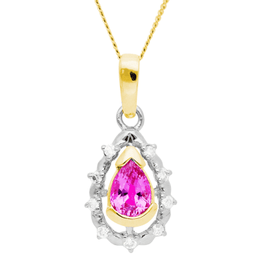 Pink Sapphire in a Gold & Diamond Pendant