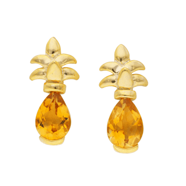 Rich Cognac Citrine Earrings Kissed with 18ct Gold