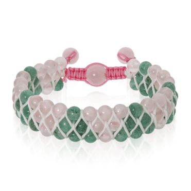 Rose Quartz & Green Jade Macramé Bracelet