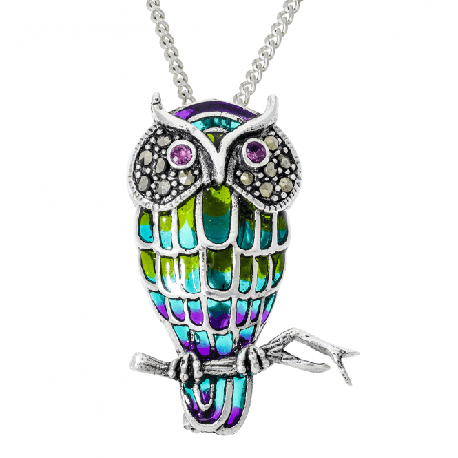 Ruby Eyed Owl Brooch or Pendant