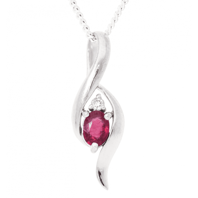 Ruby & White Topaz Heart Pendant