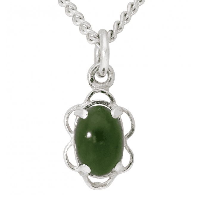 Scalloped Sterling Silver Jade Pendant