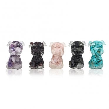 Set of 5 Collectable Hand Carved Gemstone Dogs