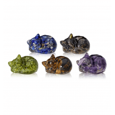 Set of Five Gemstone Cats