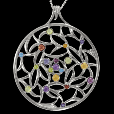 Exclusive Silver and Multiple Stone,Peridot Pendant including a 16" Silver Chain  PQA280MU9