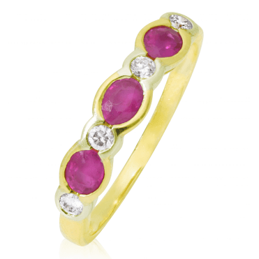 Siam Ruby & Diamond Eternity Ring in 9ct Gold
