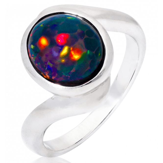 Silver 1½ct Black Opal Twist Ring