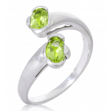 Silver 1ct Peridot Open Ring