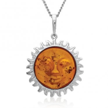 Silver Amber Sun Pendant