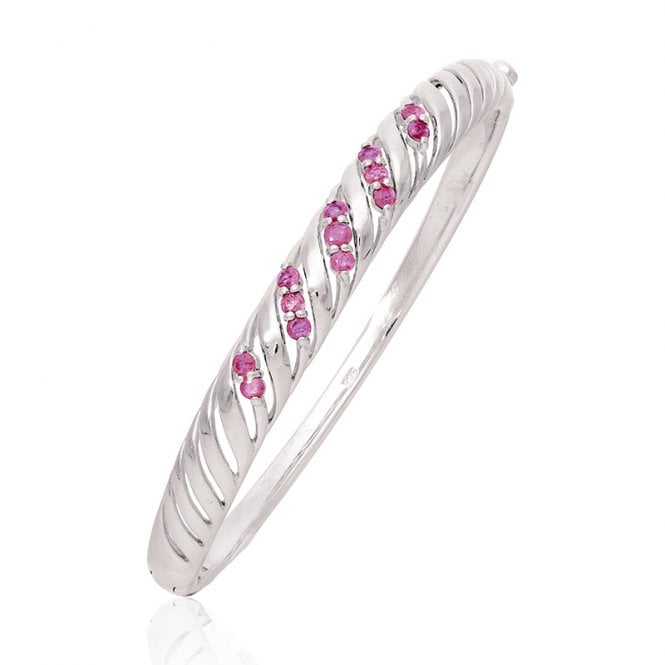 Silver and Ruby Swirl Bangle