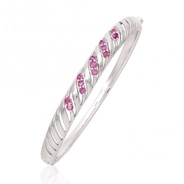 Silver and Ruby Swirl Bangle
