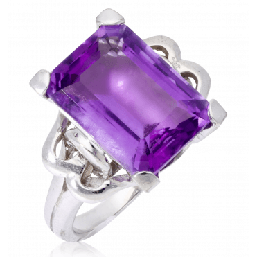 Silver Artemis Ring with a 7ct Octagonal Amethyst