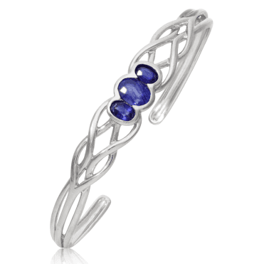 Silver Celtic Sapphire Bangle