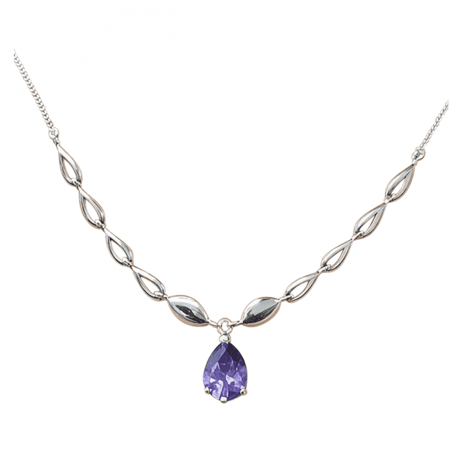 Silver & Cubic Zirconia Drop Necklace