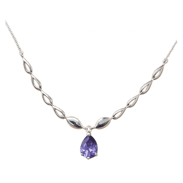 Silver & Cubic Zirconia Drop Necklace