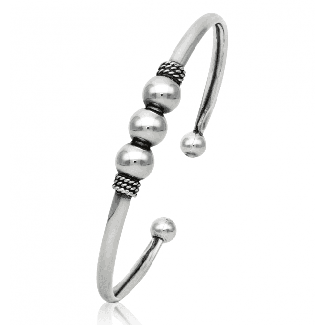 Silver Cuff & Rotating Balls Spring Bangle