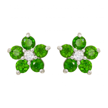 Silver Diopside & White Zircon Flowers
