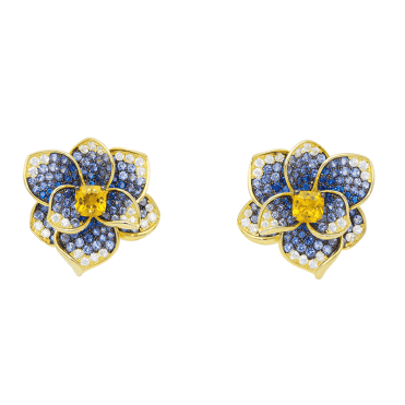 Silver Flower Earrings Kissed with 18ct Gold